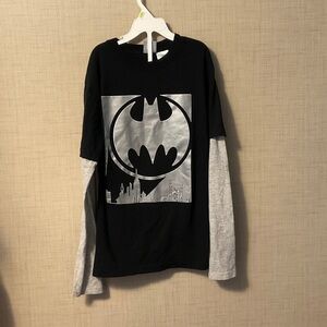 Batman Black and Silver Kids Long Sleeve Tee